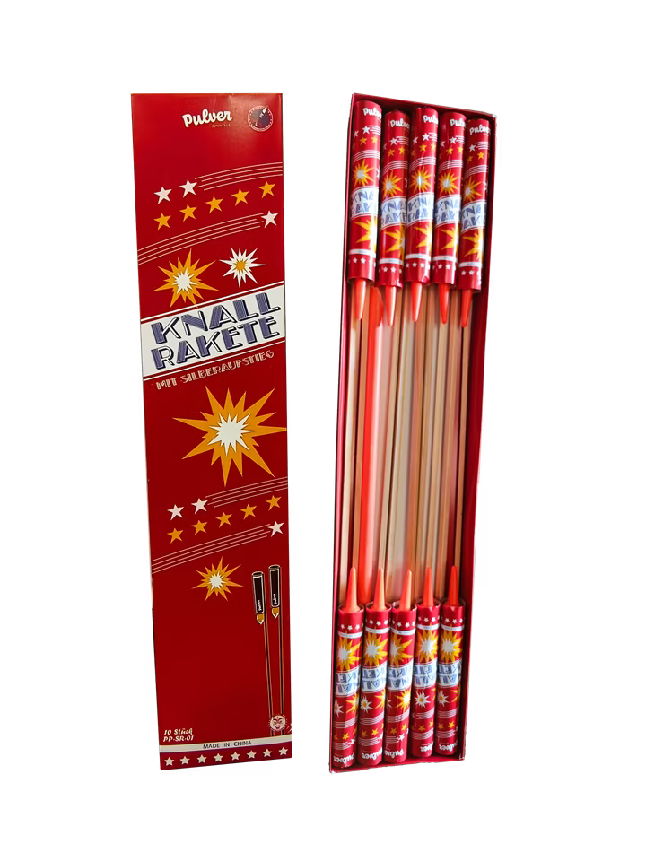 Knallraketen mit Silberaufstieg (Pulver Pyrotechnik)